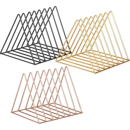 Triangle Nordic wrought iron bookshelf desktop book end office book stand