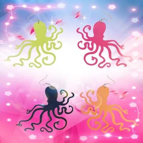Vintage Harajuku 90s Halloween Octopus Aesthetic Earrings for Women Y2k Jewelry Acrylic Hyperbole Big Earrings Dangle Gifts New