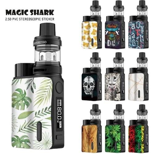 Magic Shark 100% New No Fade Skull Bear Leaf Evil Stereo Film Sticker Case Cover Skin for Vaporesso Swag 2 Swag2