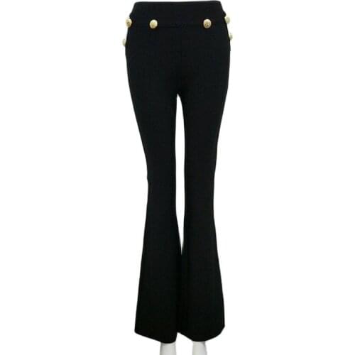 Top Quality Celebrity Black White Rayon Bandage Flare Pants Fashion Bodycon Pant