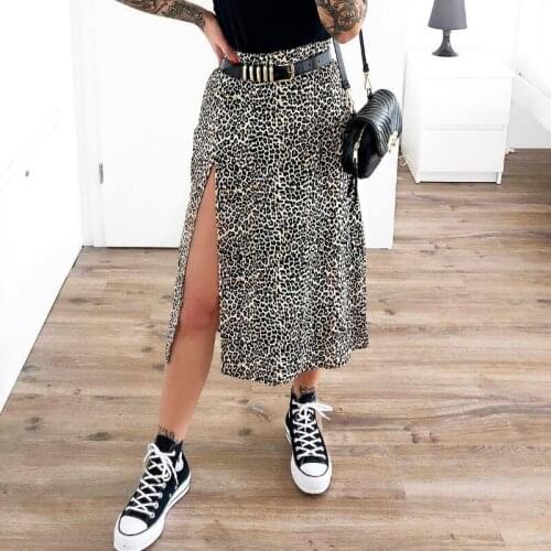 Summer Women High Waist Skirt High Split Skirts Casual Holiday Party Midi Skirt Ladies Costume