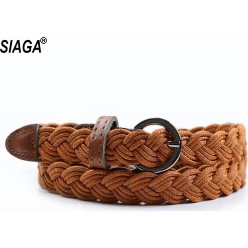 Ladies All-match Retro Style Knitted Belts Simple Buckle Metal Metal Fashion Belt for Women Dress decorative 1.5cm Width SACP001