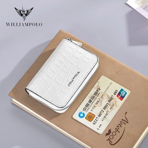 WILLIAMPOLO Womens Wallet Genuine Leather Card Holder Zipper Coin Wallet Purse 2020 Purses Luxury Women Card Holder PL208126
