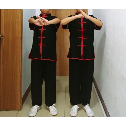 5color Pure cotton kids kung fu short sleeve suits tai chi uniform children martial arts clothing black/yellow/red/blue/white