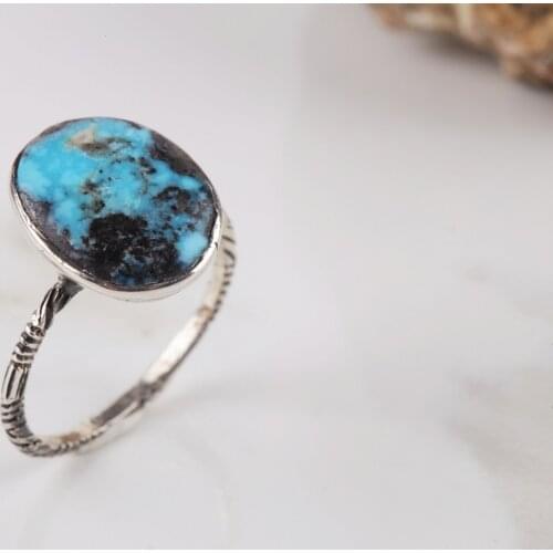 UM US JEWELRY Turquoise Natural Stone 925 Sterling Silver Women 'S Ring