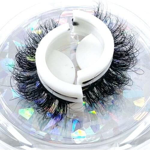 1 Pair Reusable Self-adhesive False Eyelashes Natural Curly Thick Wispy 3 Seconds to Wear No Glue Needed 3D Mink Fake Eyelashes