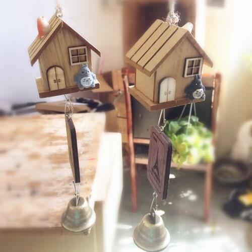 1PC Anime TOTORO Windbell Wind Chime Bell House PVC Action Figure Resin Collection Model Toy Doll Gift