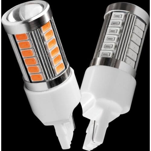 2X T20 7440 WY21W W21W 33 smd 5630 5730 led auto brake lights reverse lamp car daytime running bulb Turn Signal white red amber