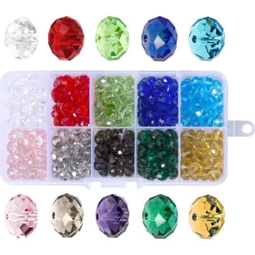 300 Pcs Glass Beads, 8mm 10 Color Faceted Beads Crystal Beads for Jewelry Making, DIY Beading Projects, Bracelets, Necklaces