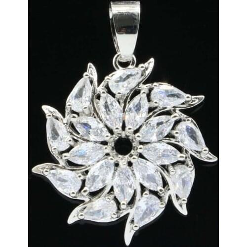 34x26mm Elegant Star Shape White Bright Cubic Zircon 925 Sterling Silver Pendant for Woman Fine Jewelry Wholesale