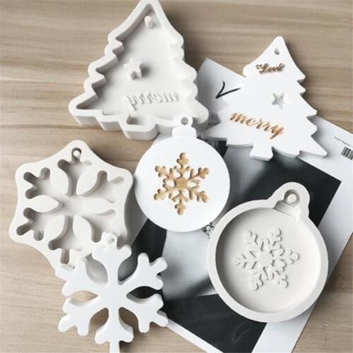 3D Snowflake Christmas Tree Shape Liquid Silicone Moulds Cake Baking Tools for DIY Handmade Aroma Candle Gypsum Clay Craft Mold