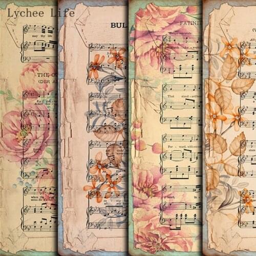 4Pcs/lot Music Notes Plants Junk Journal Large Size Papers DIY Scrapbooking Album Diary Happy Planner Gifts Decorative Paper