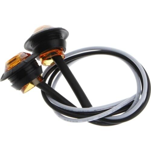 40GF 2X Mini Amber 3/4" Round Side 3 LED Marker Trailer Car Bullet Light Waterproof