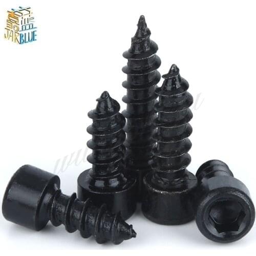 50Pcs M2 M2.6 M3 HA Black Cylinder Head Hexagon Head Self-tapping Screws Cup Furniture Sound Sharp Screws