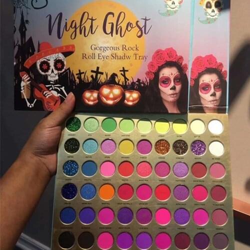 56 Colors Halloween Night Ghost Gorgeous Rock Roll Eye Shadow Tray Glitter High Pigment Eye Shadow Glitter Eyeshadow Palette