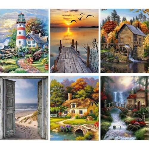 5D Diamond Painting Water Glass Tree Full Round Drill DIY Scenery Diamond Embroidery Flower Cross Stitch Mosaic Decor Home Gift