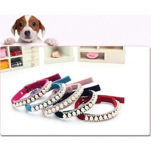 60pcs/lot Hot Sale Personalized Rhinestone Dog Collar,crystal Pearl Necklace Cats Pet Handmade Jeweled Bling Collars