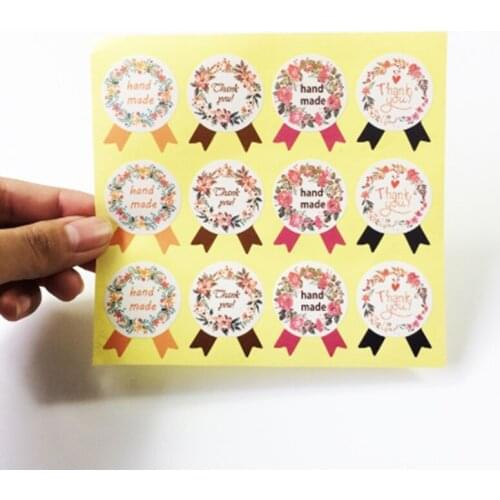 600PCS/Lot Vintage Wreath Medal design color seal sticker for baking DIY Package Decoration label stickers HY Global Wholesale