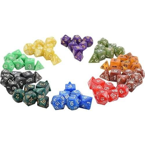 7pcs/set Games Gaming Dices Multi-sided Dices Desktop Game Accessories Multi Faceted Acrylic Dice Suit