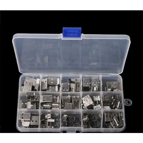 82 Pcs 14 Styles USB Male Female Mini SMD Socket Connector For DIY