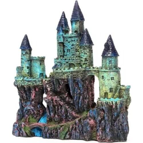 Fish Tank Landscaping Decoration Castle Tower Aquarium Decoration Supplies House Rockery Resin Crafts