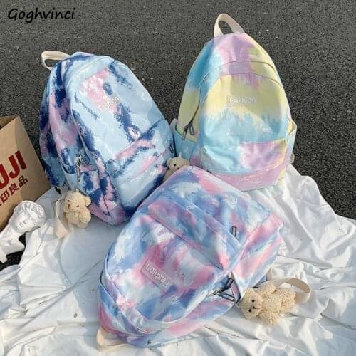 Backpacks Women Tie Dye Large Capacity Multi-function Womens Fashion Travel School Bags Teenager Casual Chic Pocket Ulzzang Ins