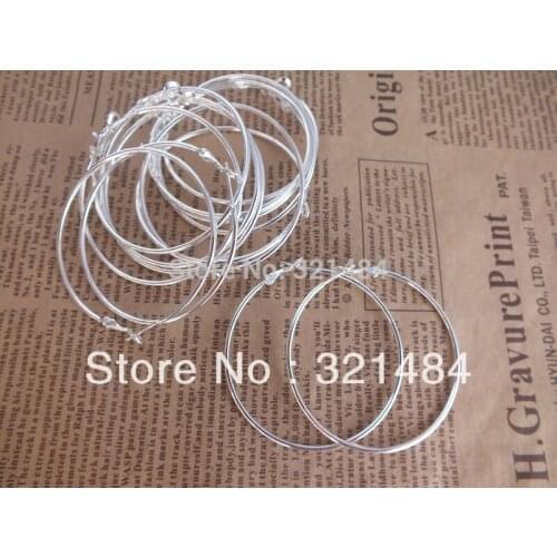 Free shipping Silver plated 200pc 40mm Earwires Earring Hoops-Wires-Hooks Jewelry Findings
