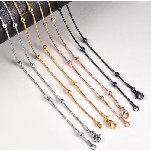 Fashion Snake Chain Round Beads Chain & Link Necklaces For Women Simple Geometric Female Trendy Chokers Jewelry