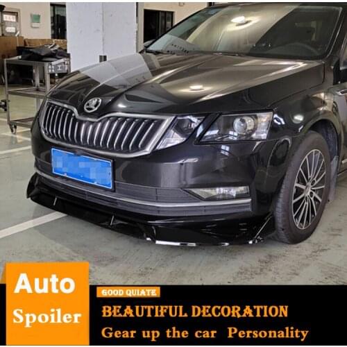 For Skoda Octavia Body kit spoiler 2018-2019 Octavia Rear lip rear spoiler front Bumper Diffuser Protector ABS Plastic 3Pcs
