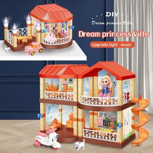 Dream Princess House Girl Diy Montessori Manual Puzzle Assembly Music House Doll Set Villa Castle Model Childrens Birthday Gift