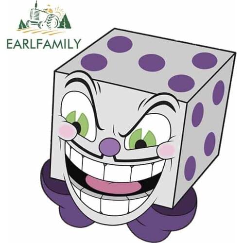 EARLFAMILY 13cm x 11.9cm for Cuphead King Dice Evil Laugh Fine Stickers Vinyl Car Sticker 3D Occlusion Scratch 3D Decals
