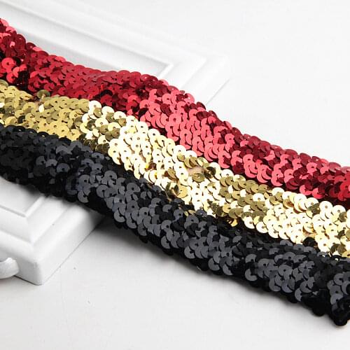 3cm 3Rows Elasticity Lace Ribbon Sequin Strim Elastic Dance Clothing Curtain For Craft Paillette Sewing Decoration DIY Accessory