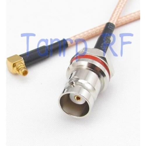 50CM Pigtail coaxial jumper cable RG316 20in MMCX male right angle to mini BNC female nut bulkhead RF adapter connector
