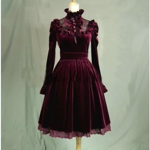Customer-made Red velvet Lolita Dress outwear V-906