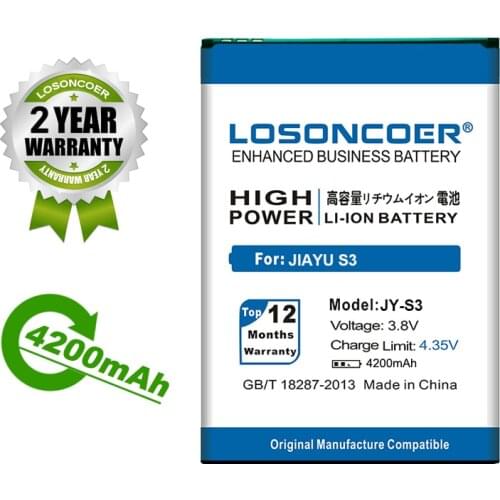 LOSONCOER Battery NEW 4200mAh JY S3 JY-S3 Battery For Jiayu S3 Battery