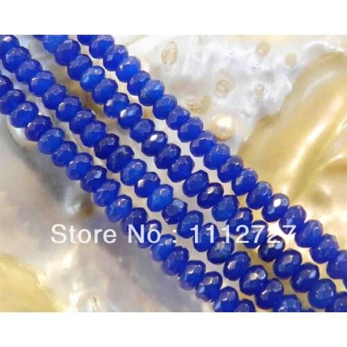 Fashion Trendy 5x8mm Faceted Blue Stone Chalcedony DIY Manual Woman Loose Beads 15" Wholesale Price ED127