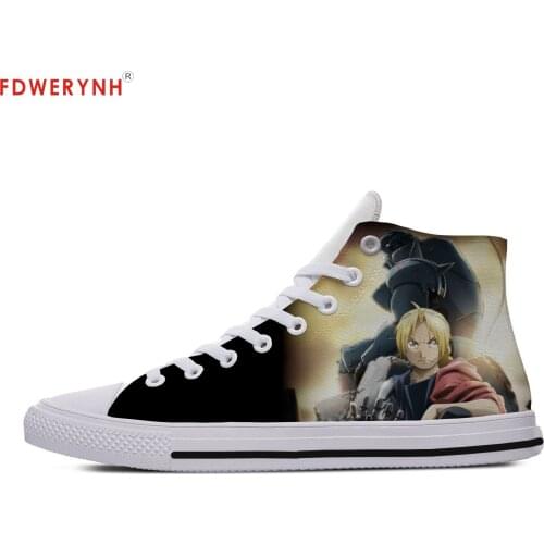 Mens Casual Shoes Anime Fullmetal Alchemist Brotherhood Fashion Lightweight Lace Up Summer Breathable Men Footwear