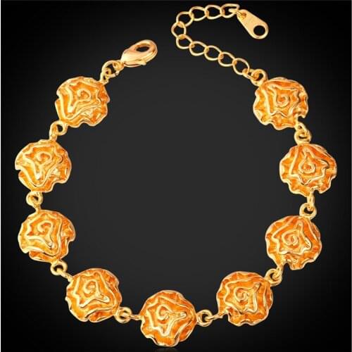 New Trendy Bracelet Gold/Silver 2 Color Fashion Jewelry Gift 19CM+5CM Bohemia Flower Bracelet Women H1113