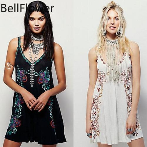 Casual Birthday Dress For Women 2021 Embroidery Spaghetti Strap V-Neck Summer Sexy Party Fashion Comfortable Swing Dress