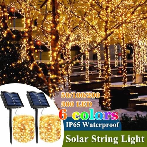 LED Outdoor Solar String Lights Waterproof Fairy Lights Holiday Christmas Party Wedding Decoration 50/100/200/300 Leds Light