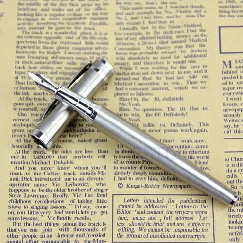 Classic Student New Silver BAOER 3035 Stainless Steel Metal Silver Medium Nib Fountain Pen Dropshipping