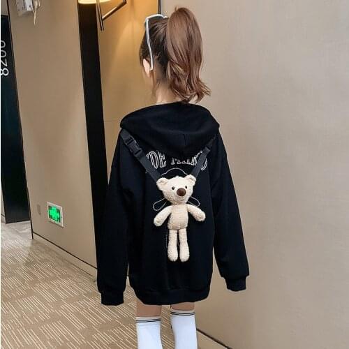Bear Backpack Spring Autumn Tops Hoodies Girls Sweatshirts Jacket Coat Kids Overcoat Outwear Teenager High Quality
