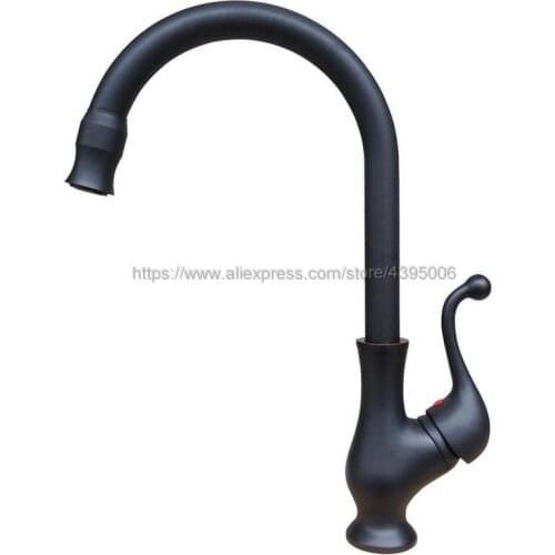 Basin Faucets Black Color Brass Bathroom Sink Faucets Single Handle Swivel Spout Hot And Cold Wash Basin Tap Bnf333