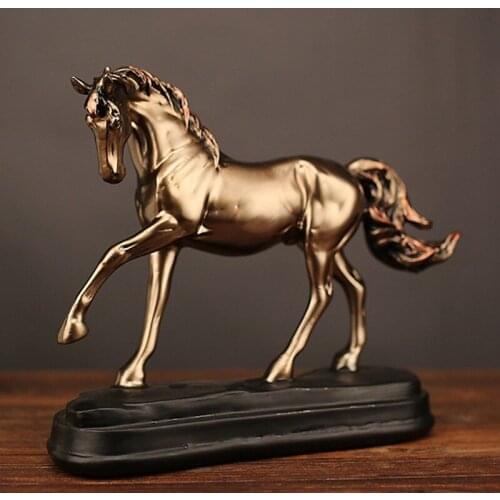 Horse Statues Figurines Ornaments Horse Sculpture Crafts Home Office Decoration Accessories Vintage Resin Creative Wedding Gifts