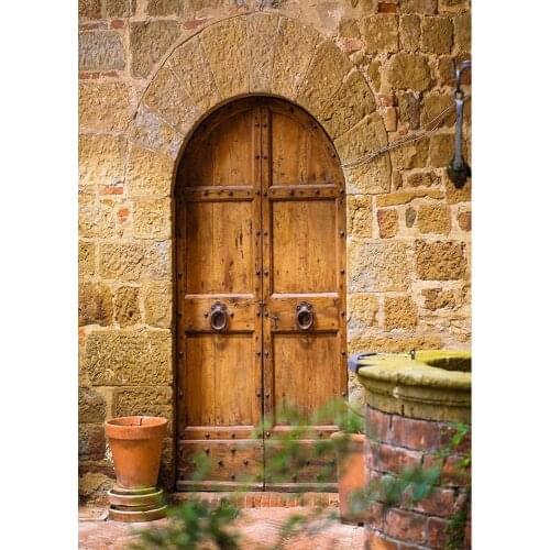Wooden Door Brick Wall Vinyl Photo Background Scenic Computer Printed Photography Backdrops Photocall Photo for Camera Photo