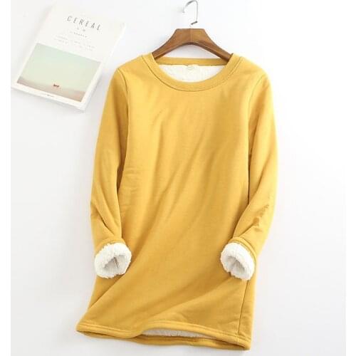 2021 New Autumn Winter Plus Velvet Long Sleeve Shirt Women Warm Thick T Shirt Vintage Streetwear Slim Ladies Tops