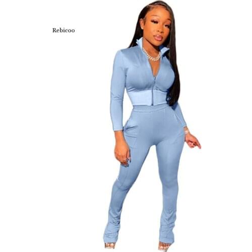 Women Running Sets Solid Color Two-Pieces Sports Suits Zipper Coat Top Long Pants Autumn Spring Female Tracksuits Sportwear