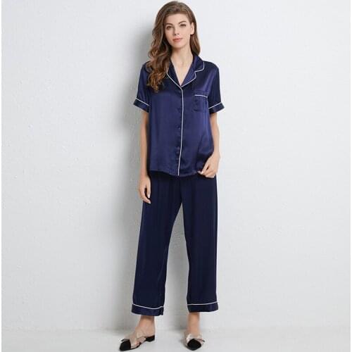 Women silk pajamas women natural 100 mulberry silk elegance pajama sets short sleeve noble pyjamas mujer home service