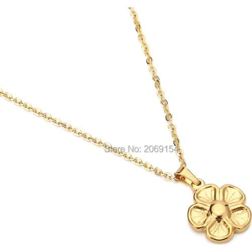 Women Necklace New Fashion Charm Gold Flower Pendant Jewelry Magnetic Stainless Steel Torque Female Vintage Long Chain
