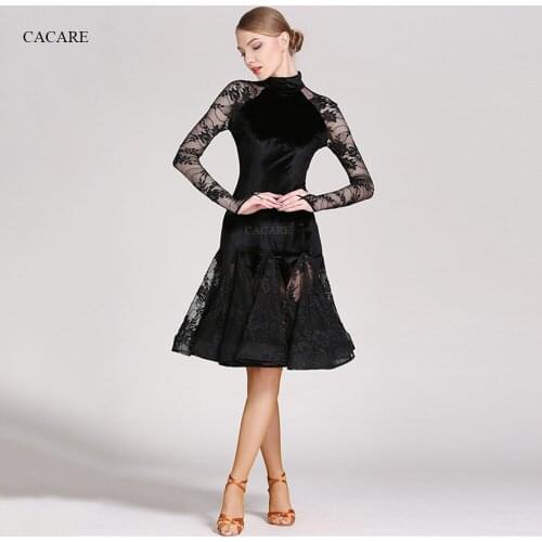Latin Dance Dress Women Latin Skirt Dance Competition Dresses Fringe Dress Lace D0170 3 Colors Big Ruffled Hem